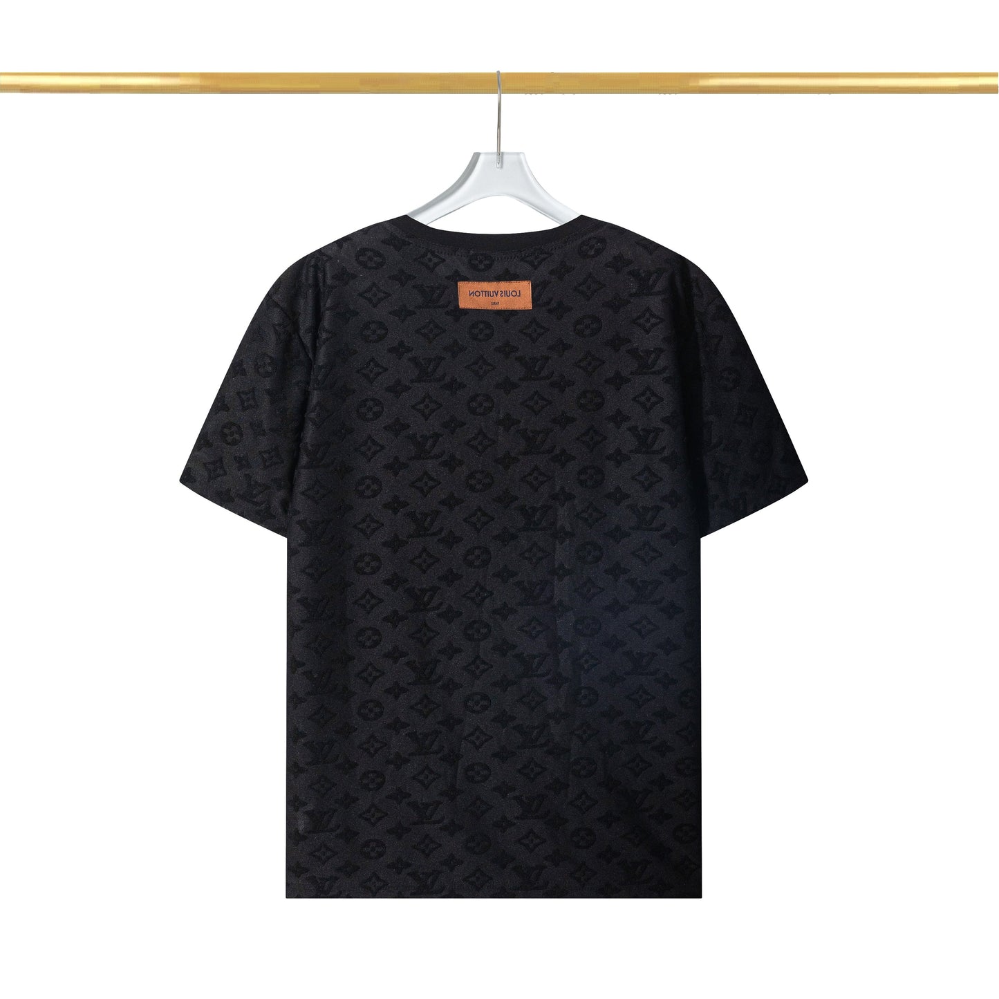 Checkerboard raised fleece cotton T-shirt