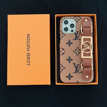 Monogram-print Leather Wristband Case