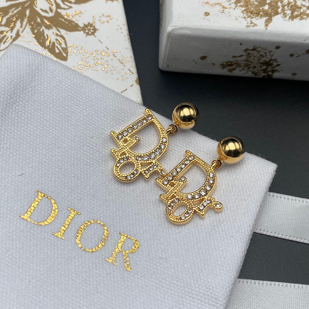 Versatile Crystal Diamond Alphabet Earrings