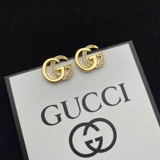 Vintage Double G Diamond Stud Earrings