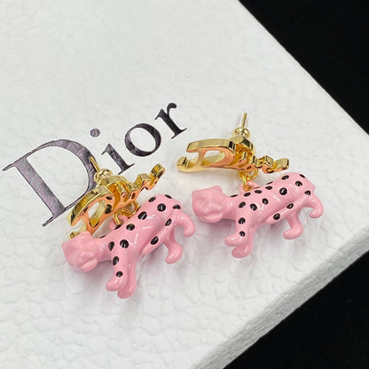 Pink Leopard Stud Earrings