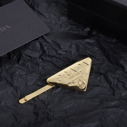 Triangle Logo Gold Hair Clip