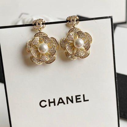 Champagne Romantic Zircon Flower Earrings