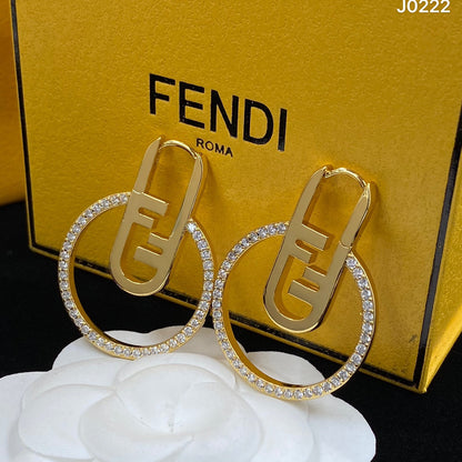 'F' Letter Diamond Earrings Necklace Set