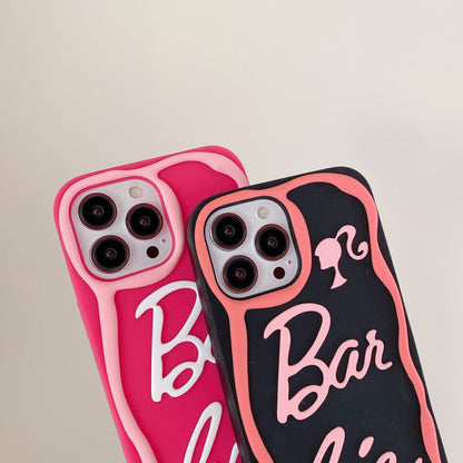 Cartoon Pink Letters Silicone Case