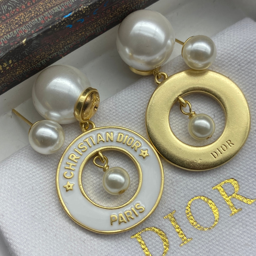 Letter Pearl Epoxy Earrings