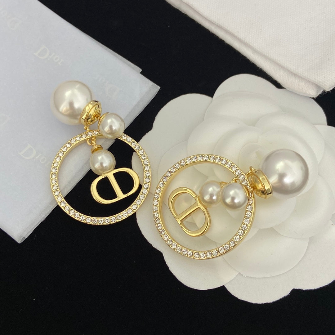 Versatile Pearl Diamond Hoop Drop Earrings