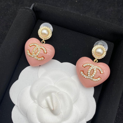 Elegant Pink Heart Earrings