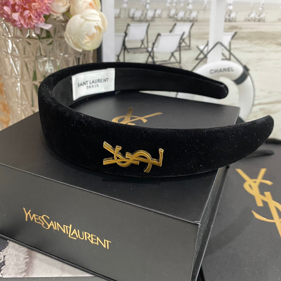 Golden Logo Velvet Headband