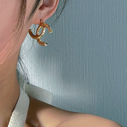 Elegant Diamond Gold Logo Earrings