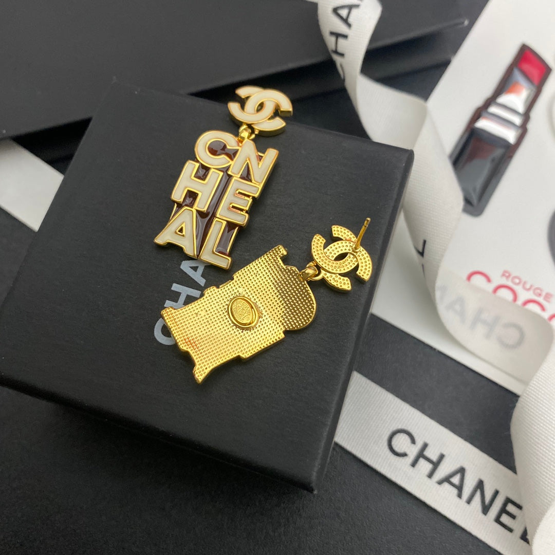 Letter Logo Drop Glue Earrings