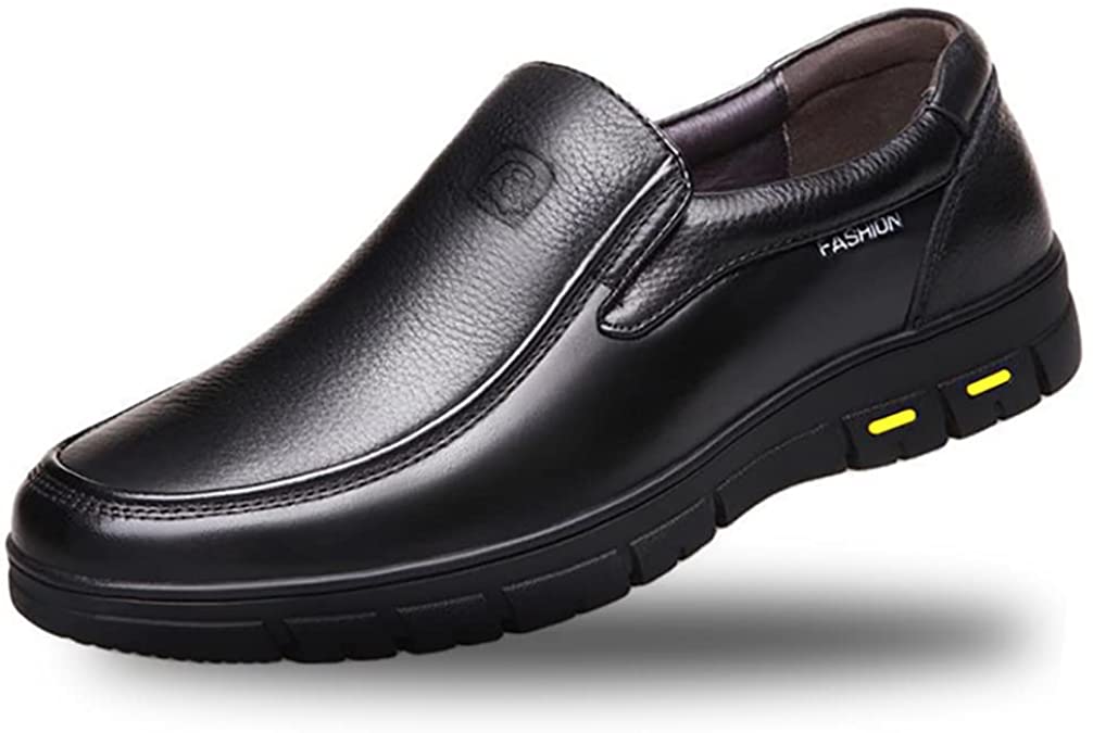 Mens Flat Loafers Leather Driving Slip On Boat Shoes Black Casual Walking Boots