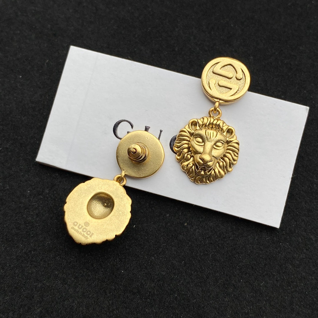 Double G Lion Head Earrings