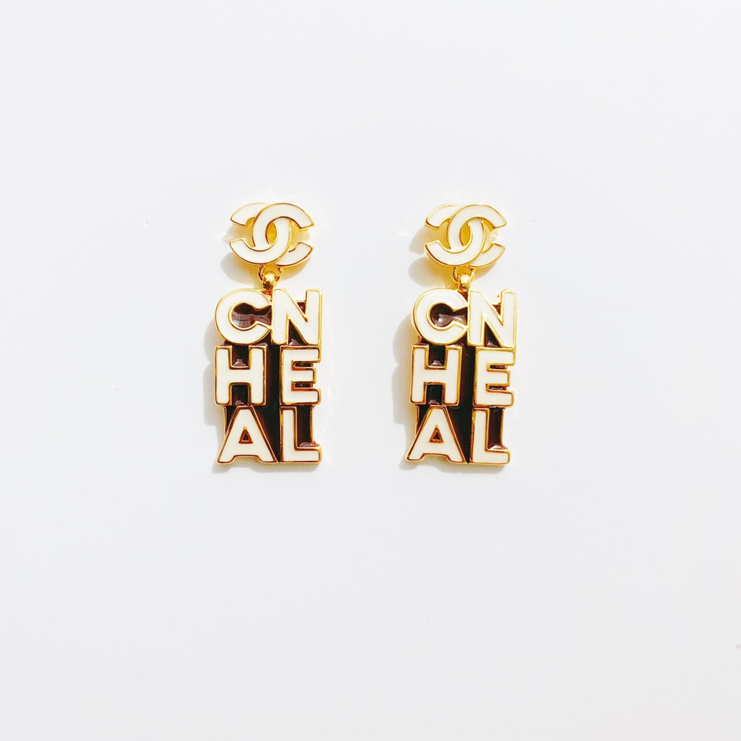 Letter Logo Drop Glue Earrings