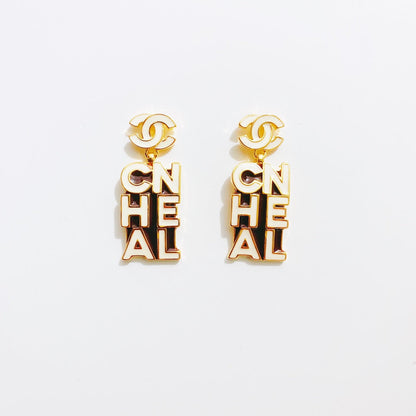 Letter Logo Drop Glue Earrings