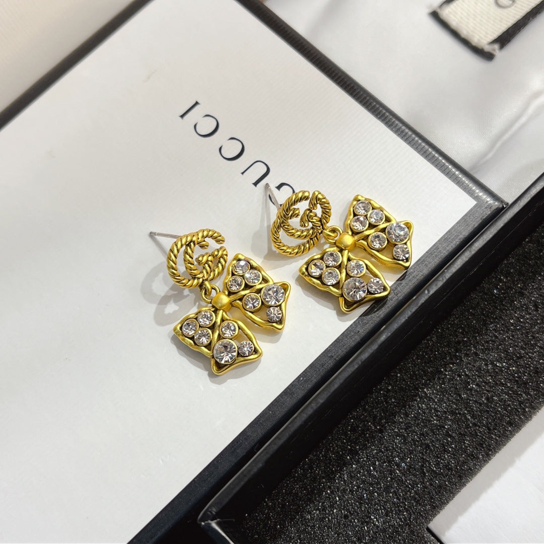 Sparkling Diamond Bow Earrings