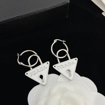 Classic Inverted Triangle Lock Earrings