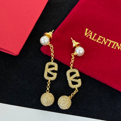 Luxurious Full Diamond Pearl Earrings