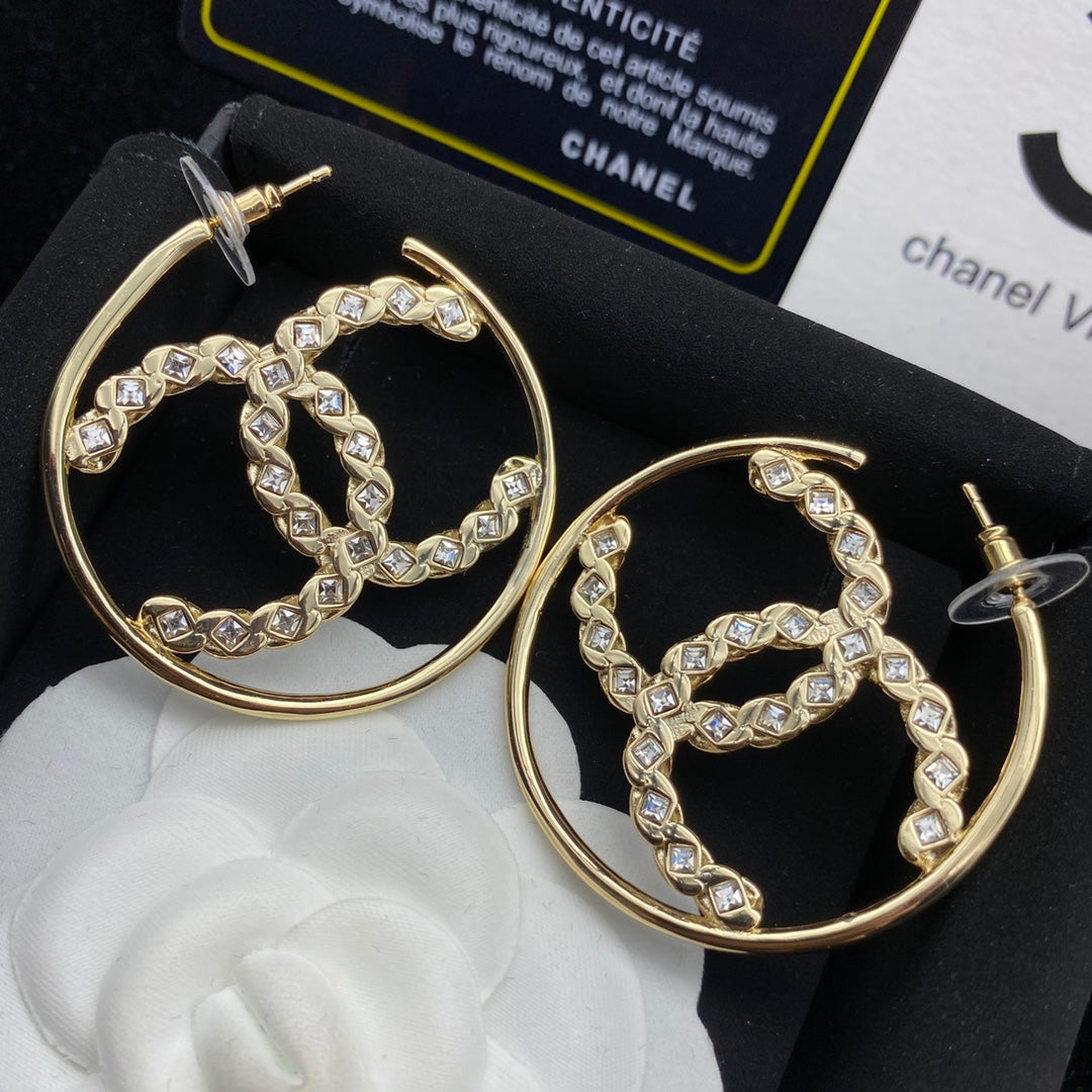 Diamond Letter Hoop Earrings