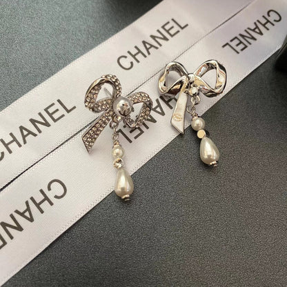 Temperament Crystal Diamond Bow Earrings