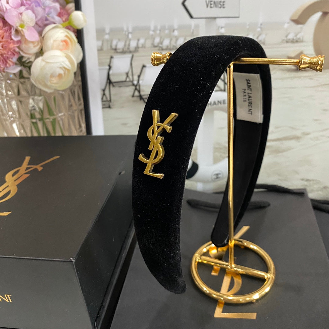 Golden Logo Velvet Headband