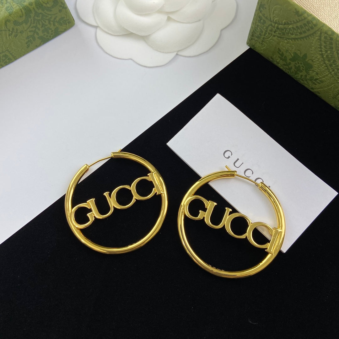 Versatile Logo Letter Hoop Earrings