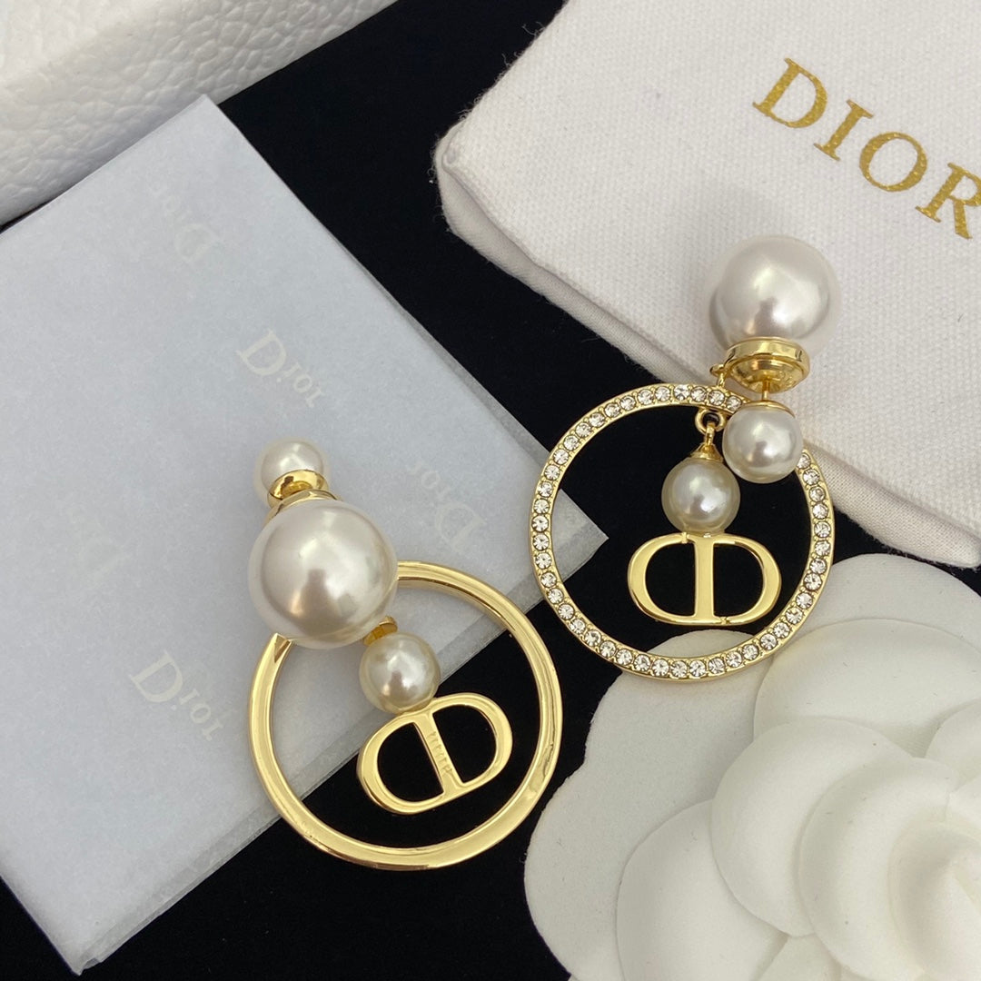 Versatile Pearl Diamond Hoop Drop Earrings