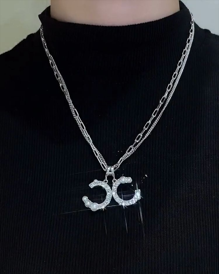 Diamond Letter Double Necklace