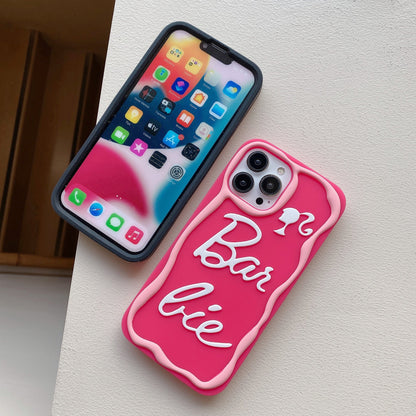 Cartoon Pink Letters Silicone Case