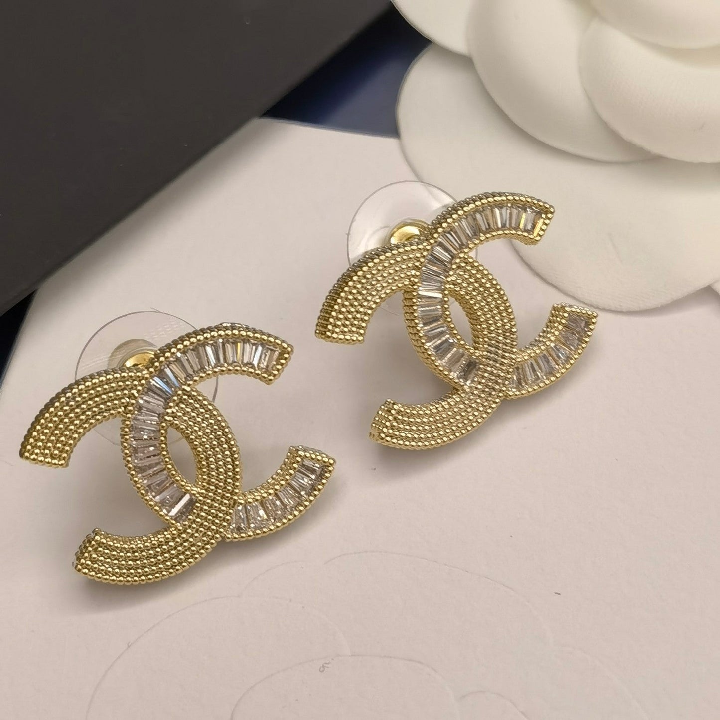 Zircon Texture Letter Stud Earrings