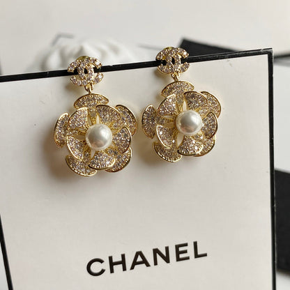 Champagne Romantic Zircon Flower Earrings