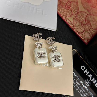 White Perfume Bottle Drop Earrings