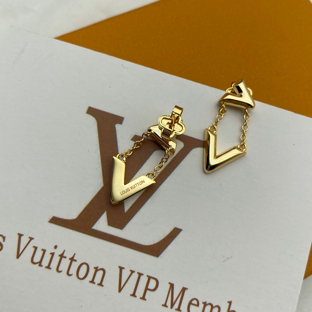 V Letter Chain Earrings