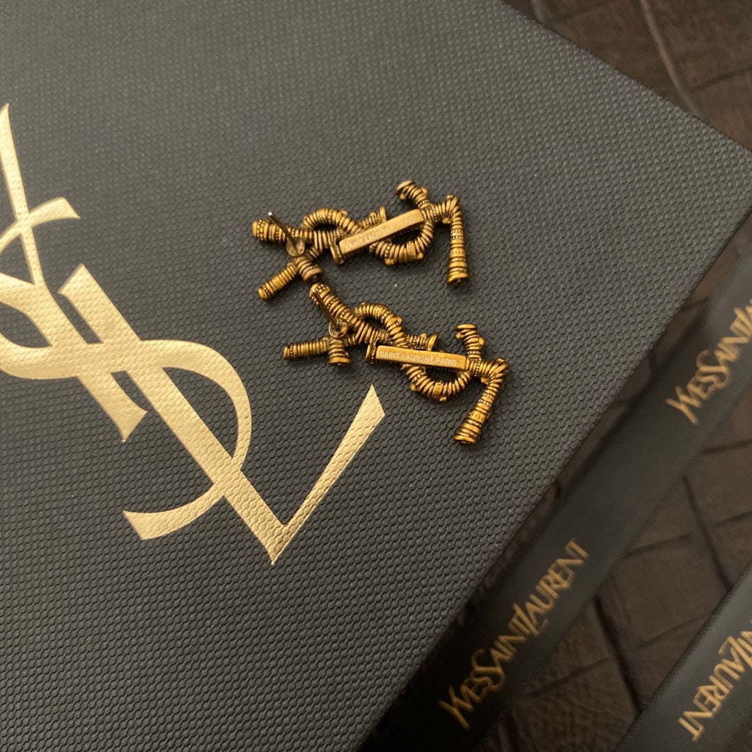 Threaded Branch Shape Letter Earrings