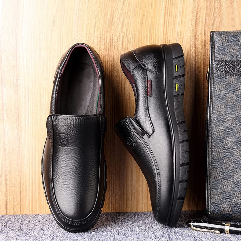 Mens Flat Loafers Leather Driving Slip On Boat Shoes Black Casual Walking Boots