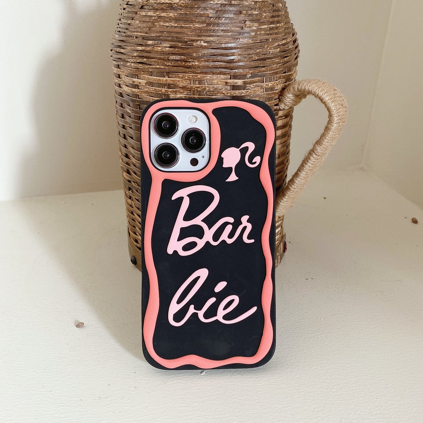 Cartoon Pink Letters Silicone Case