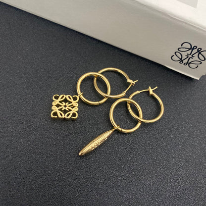 Double Hoop Asymmetric Earrings