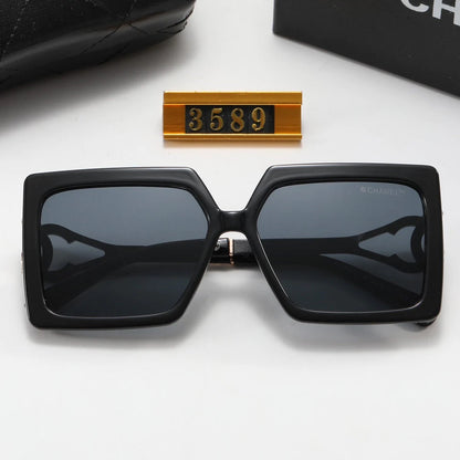 5-color fashionable CC square frame letter polarized sunglasses