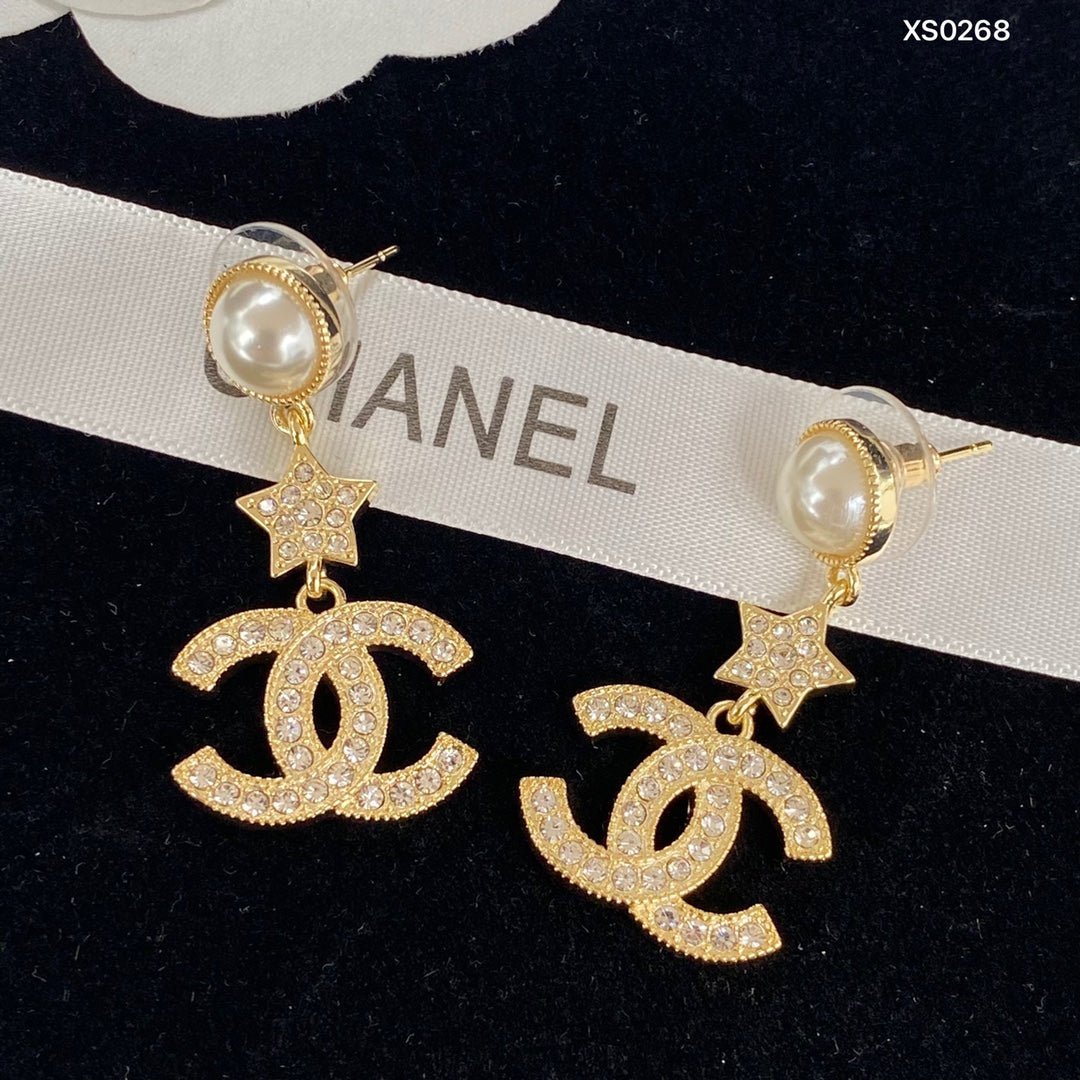 Sparkling Zircon Star Letter Earrings