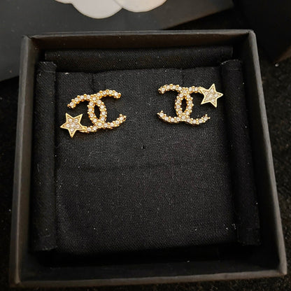 Sparkling Zircon Star Stud Earrings