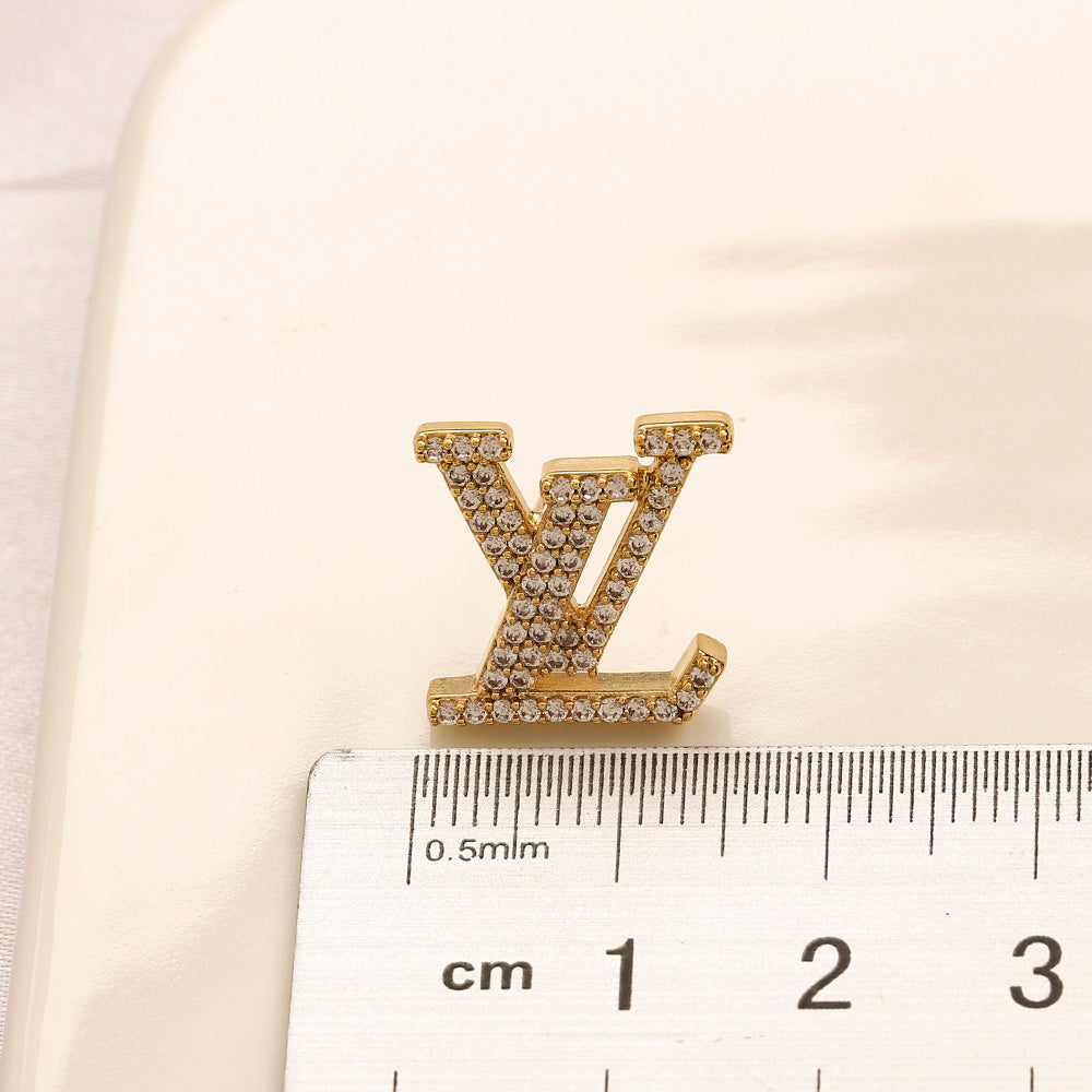 Trendy Full Zircon Logo Stud Earrings