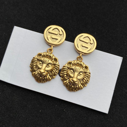 Double G Lion Head Earrings