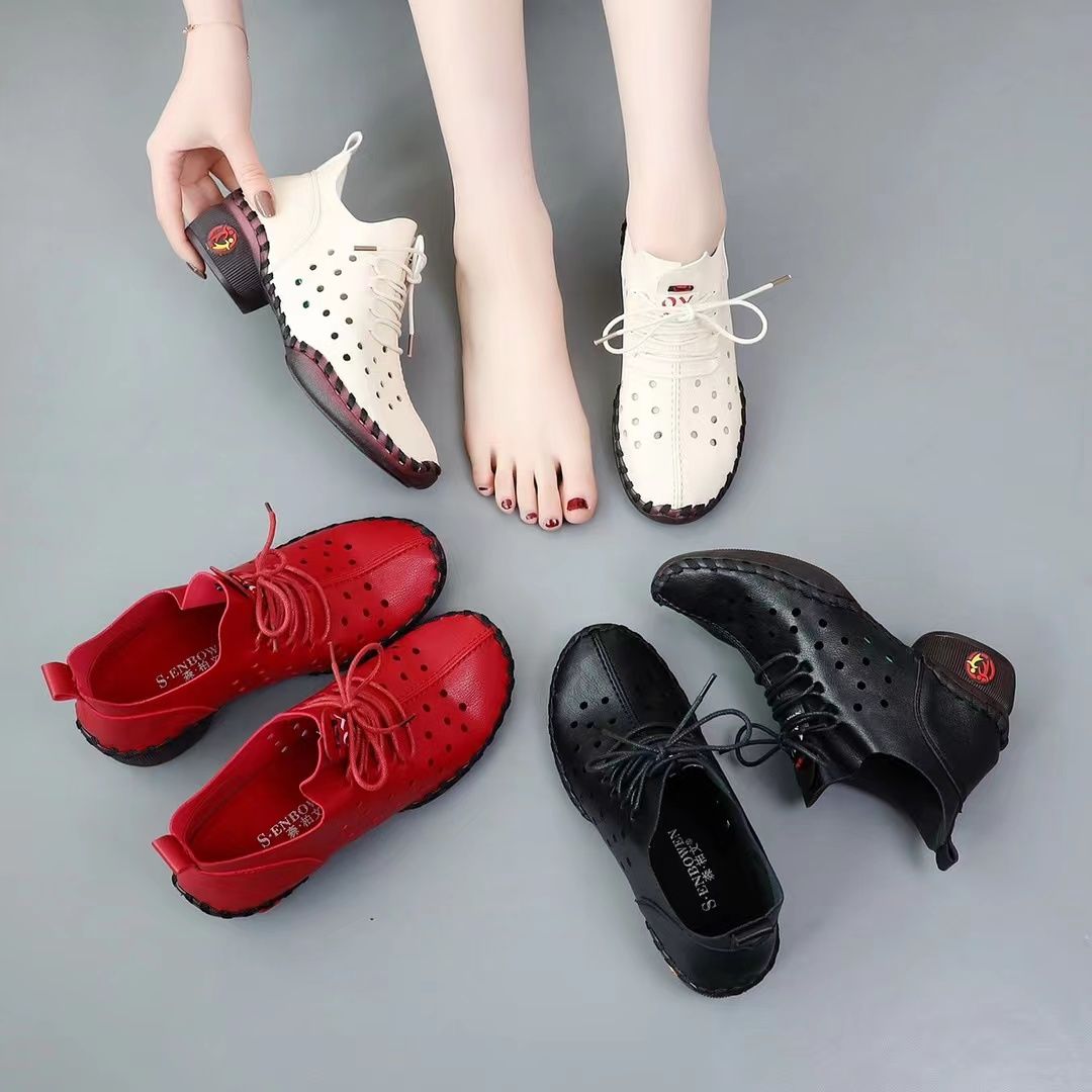 Italian handmade hollow breathable soft sole shoes