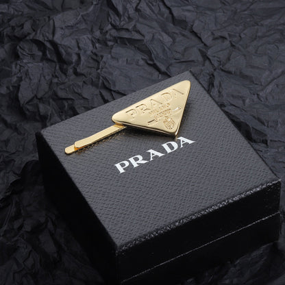 Triangle Logo Gold Hair Clip