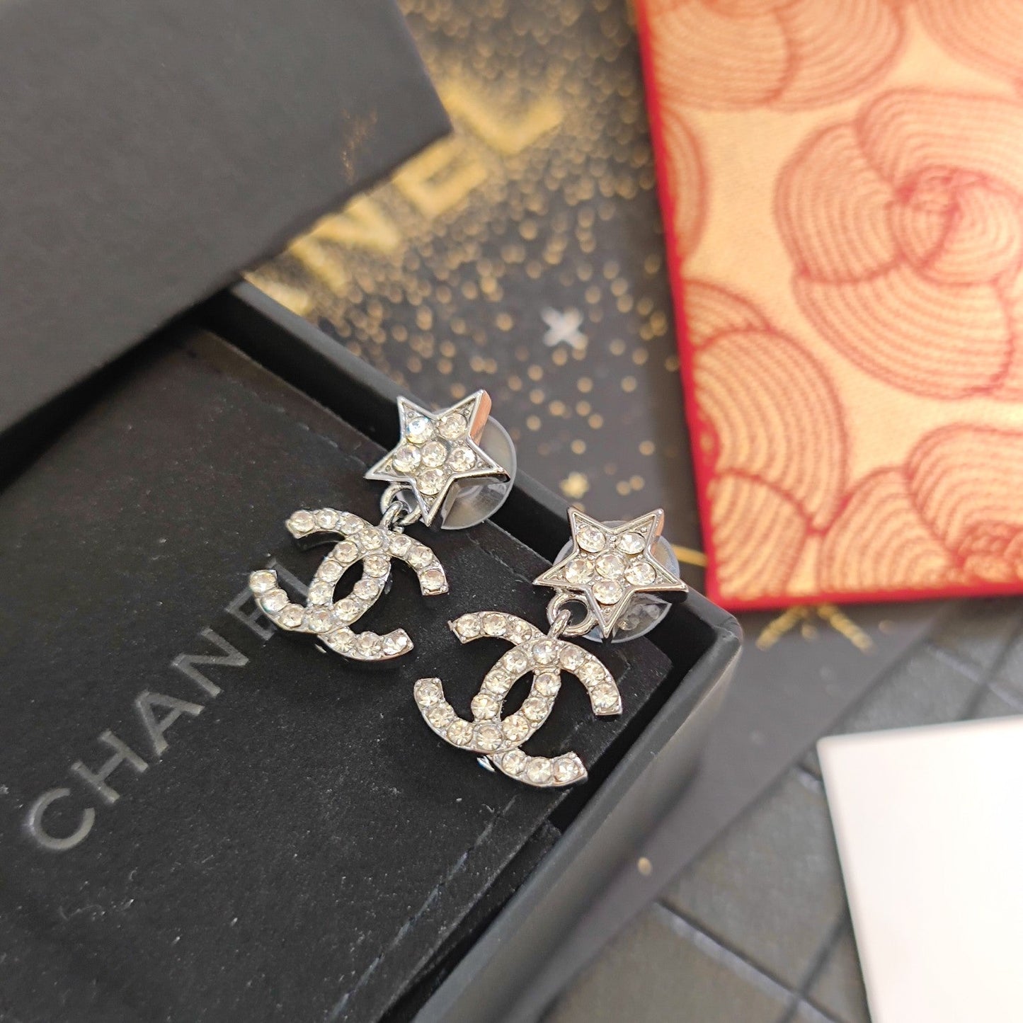 Trendy Diamond Star Logo Earrings