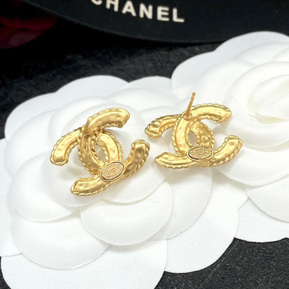 Golden Diamond Stud Earrings