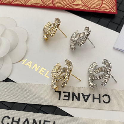 Fashion Crystal Logo Stud Earrings