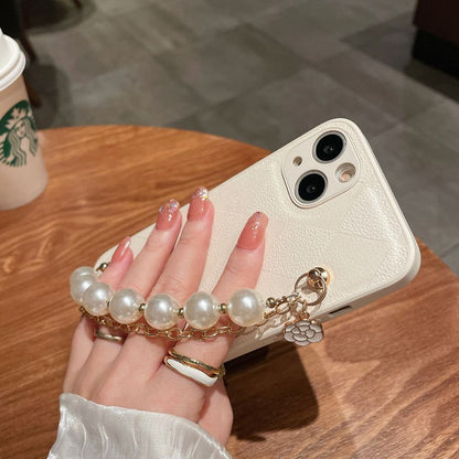 Pearl Chain Wristband Leather Case