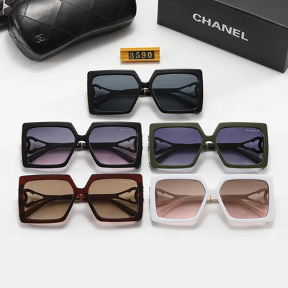 5-color fashionable CC square frame letter polarized sunglasses