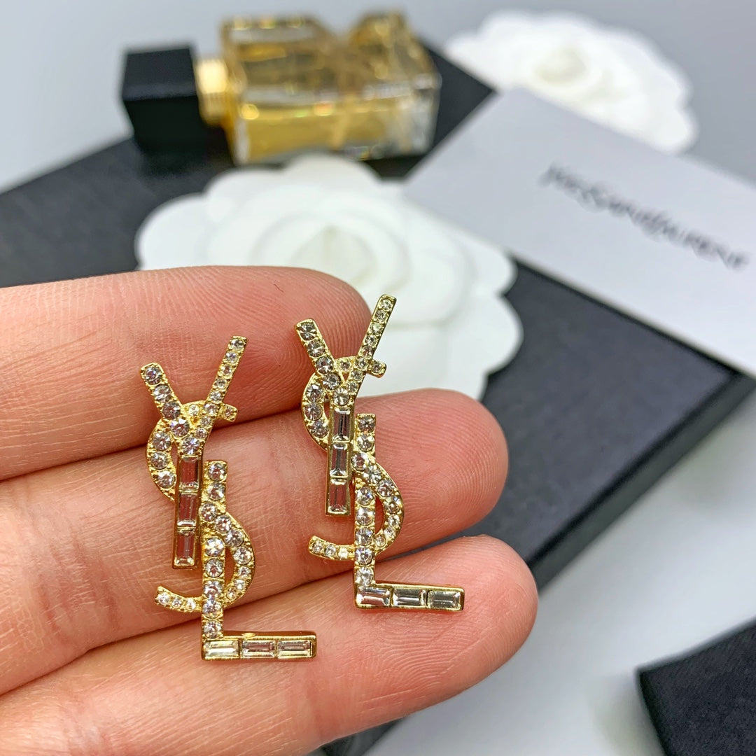 Square Diamond Letter Earrings